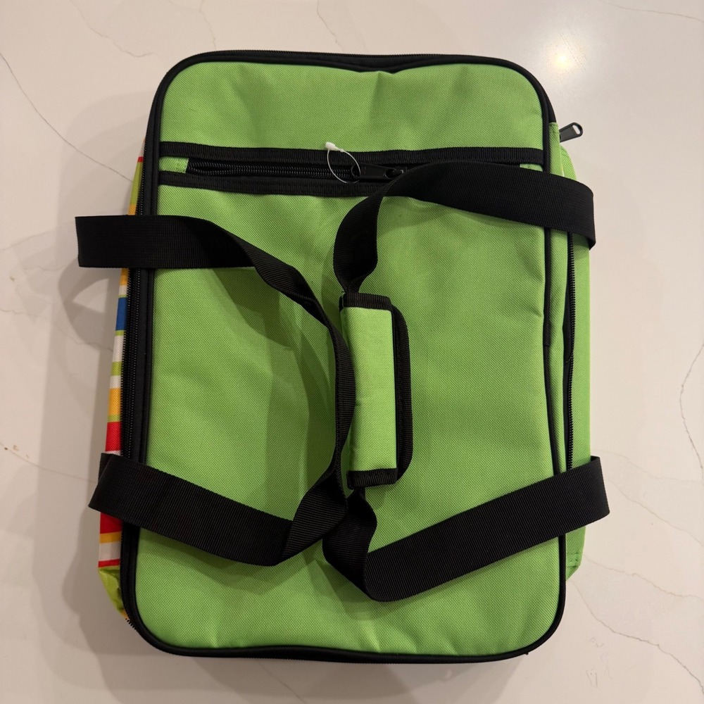 MIER Double Deck Insulated Casserole Carrier Lime Green Striped Thermal Bag